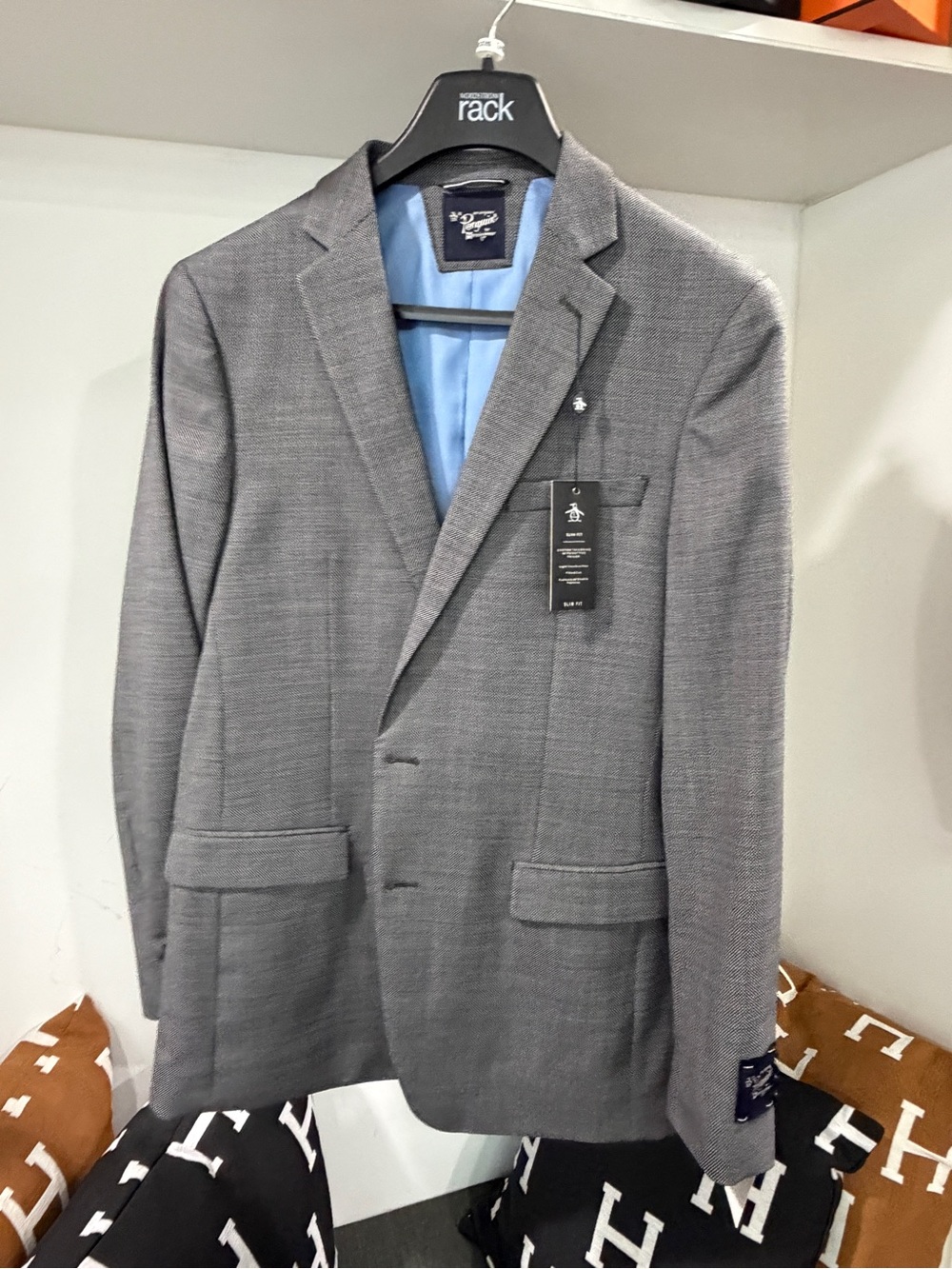Original Penguin Gray Sport Coat with Light Blue Lining